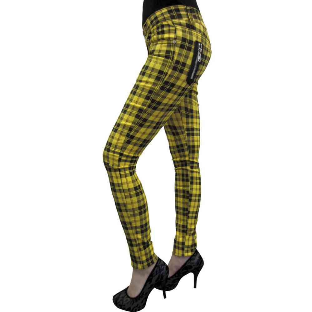 Banned - Check Trousers skinny fit - Yellow
